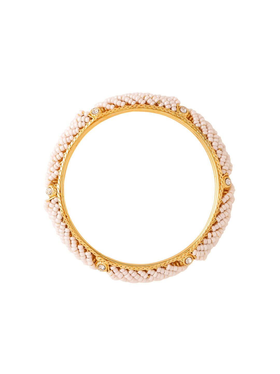 NVR Women Set of 2 Gold-Polished Traditional Pearls Beaded Bangles - Swadesiicart