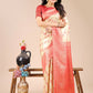 Astita Aura Silk Cream Red Banarasi Silk Saree | Swadesiicart