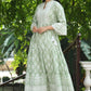 Juniper Women's Green Cambric Floral Printed Maxi Tiered Dress | Swadesiicart