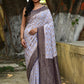 Joban Fashion Pastel Blue Crepe Chiffon Pure Handloom Banarasi Silk Saree | Swadesiicart