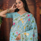 Shree Shyam Fashion Linen Cotton Sky Blue Saree