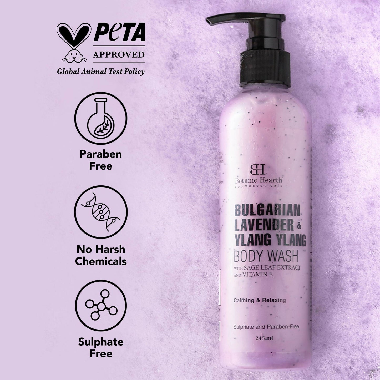 Botanic Hearth Bulgarian Lavender & Ylang Ylang Body Wash with Vitamin E, Sage Leaf Extracts