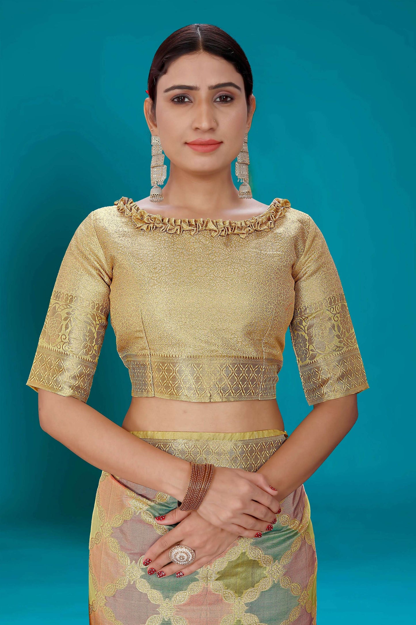 Beige Soft Organza Woven Design Saree with Unstitched Blouse Piece - Zaara