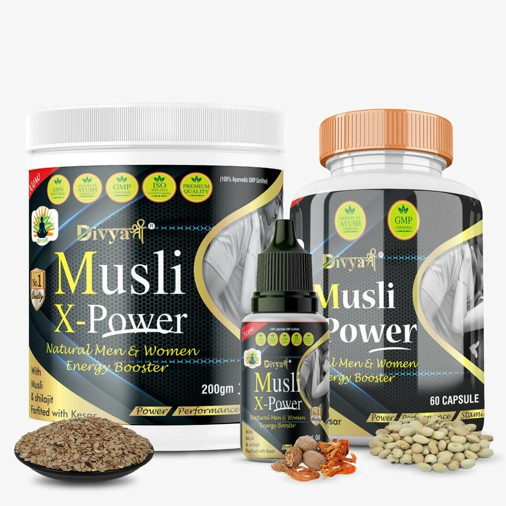 Divya Shree Musli X-Power Cap, Oil and Prash Combo - Jeevan Care Ayurveda