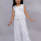 Lil Drama Glam Up Girls White Party Top and Pant Set | Swadesiicart
