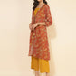 Janasya Women's Mustard Moss Solid Festive Crop Top Set | Swadesiicart