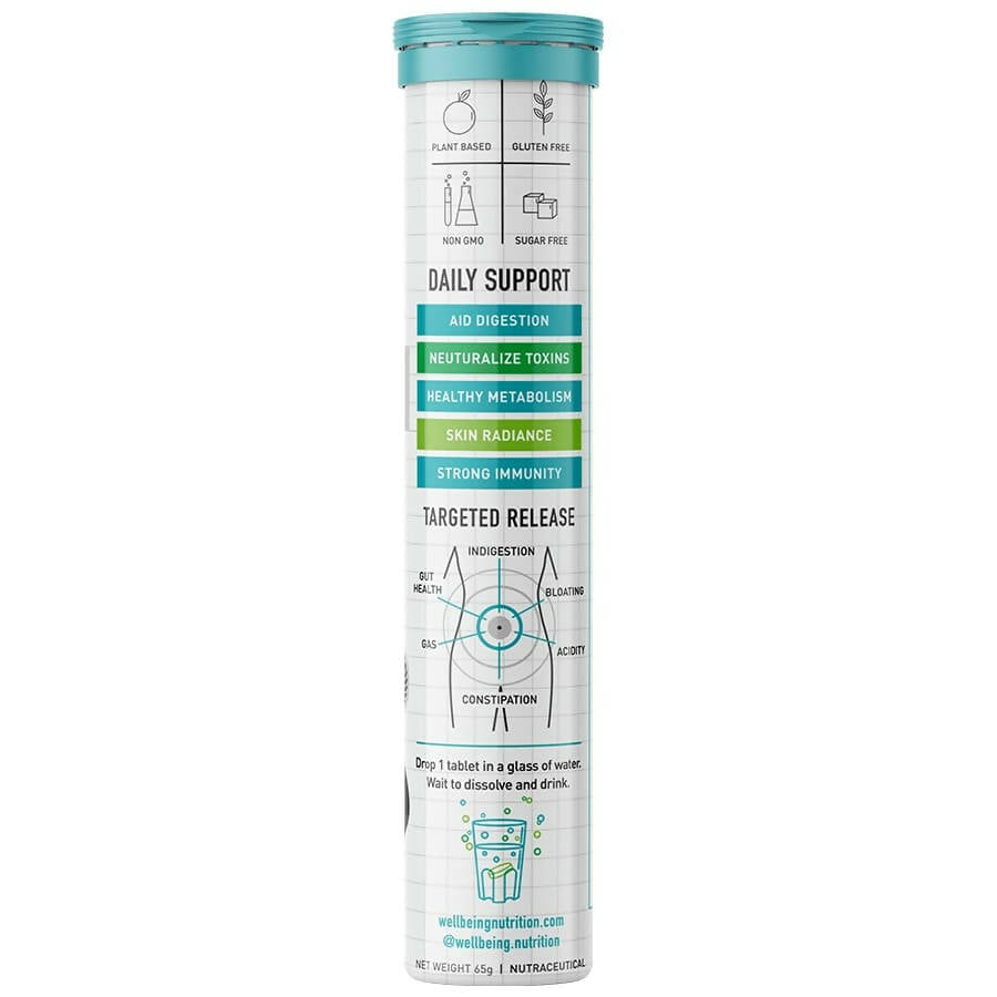 Wellbeing Nutrition Probiotic + Prebiotic Effervescent Tablets-Green Apple & Mint Flavor - Swadesiicart