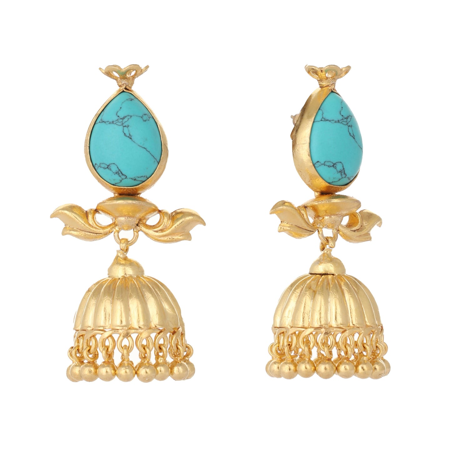 Nuyug 22K Gold Plated Turquoise Grace Earrings | Swadesiicart