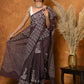 Very Much Indian Handblock Printed Cotton Saree With Natural Dyes - Brown | Swadesiicart