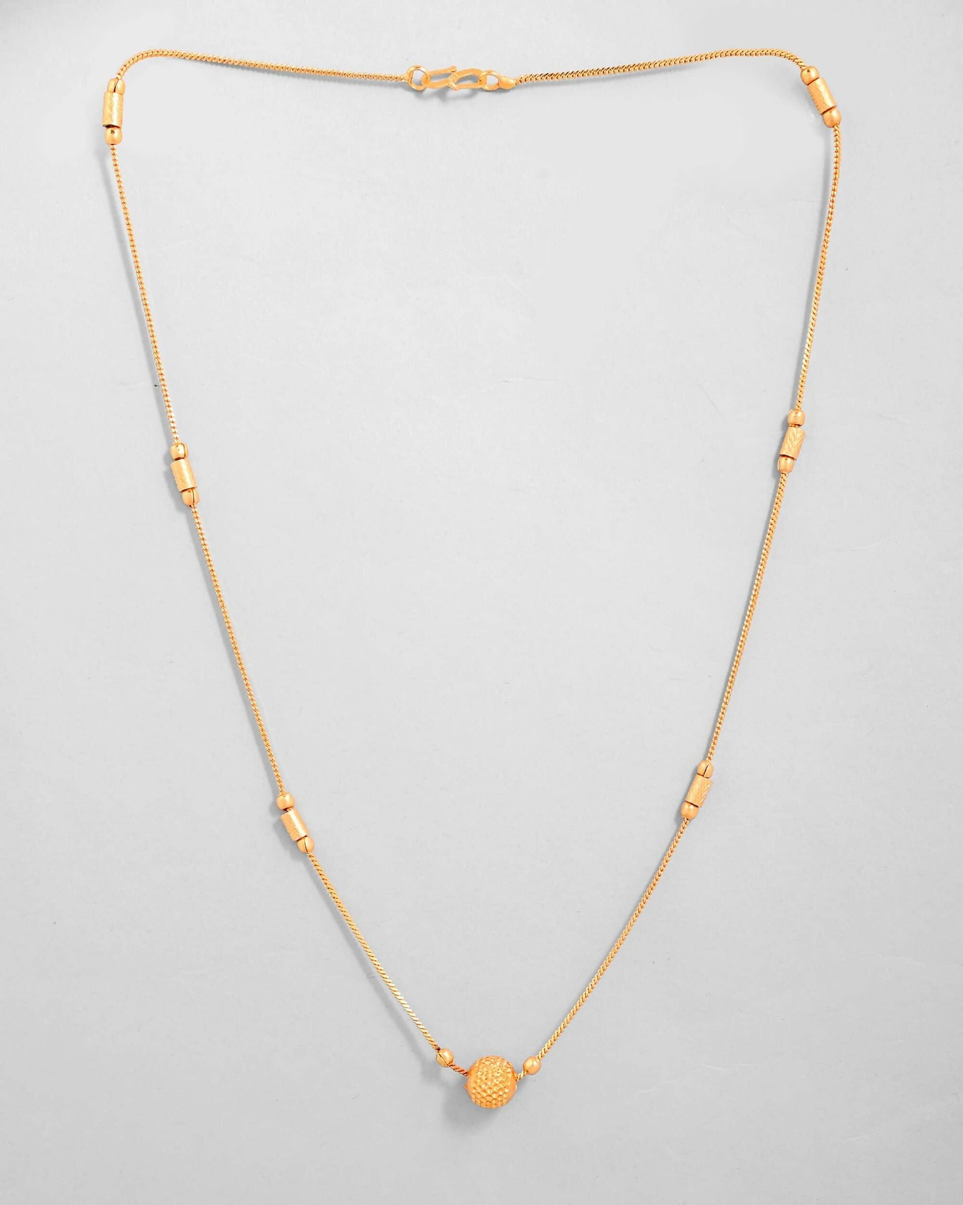 VOJ Gold-Polished Designer Piped Chain WithBig Gold Bead. | Swadesiicart