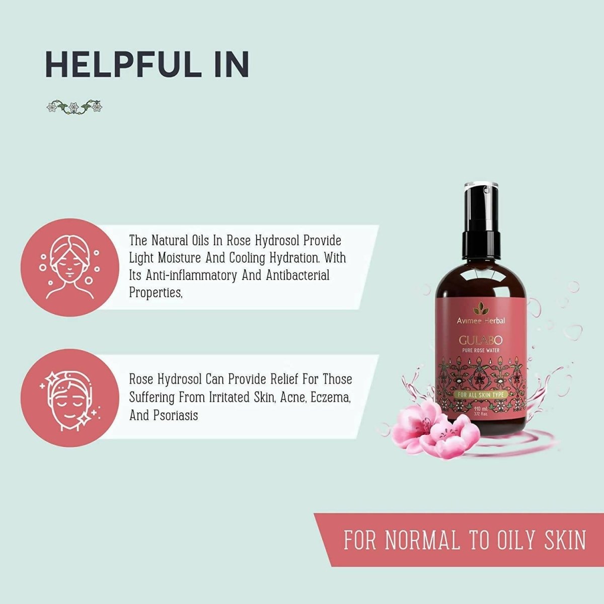 Avimee Herbal Gulabo Pure Rose Water Cleansing & Toning - Limited Time Offer - Swadesiicart