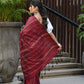 Beatitude Maroon Khadi Ghicha Stripes Saree