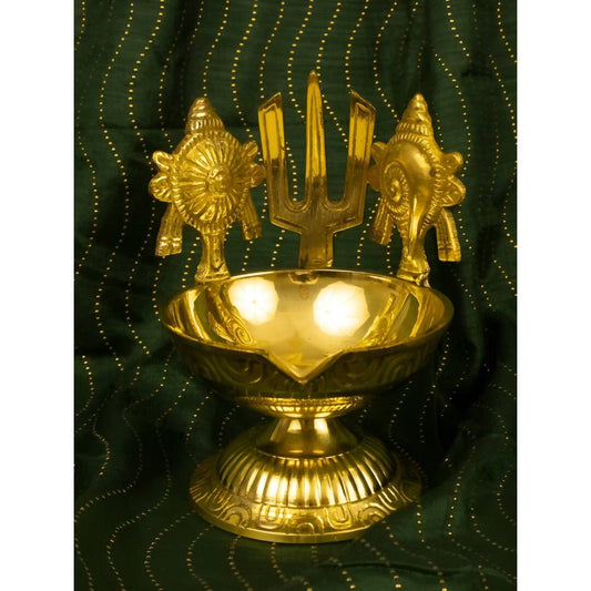 Spillbox Gold-Toned Brass Namah Kuber Diya Pooja Essential | Swadesiicart