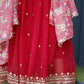 Aayaa Designer Embroidery Zari Sequins-Work Faux Blooming Georgette Suit - Red
