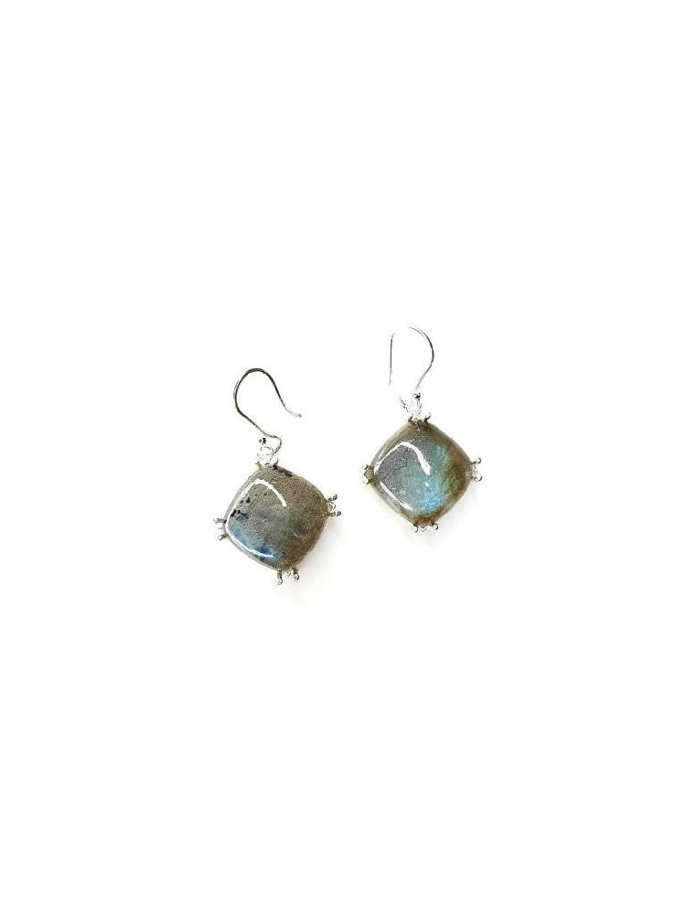 Bling Accessories Labradorite Semi Precious Natural Stone Earrings | Swadesiicart