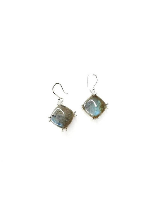 Bling Accessories Labradorite Semi Precious Natural Stone Earrings | Swadesiicart