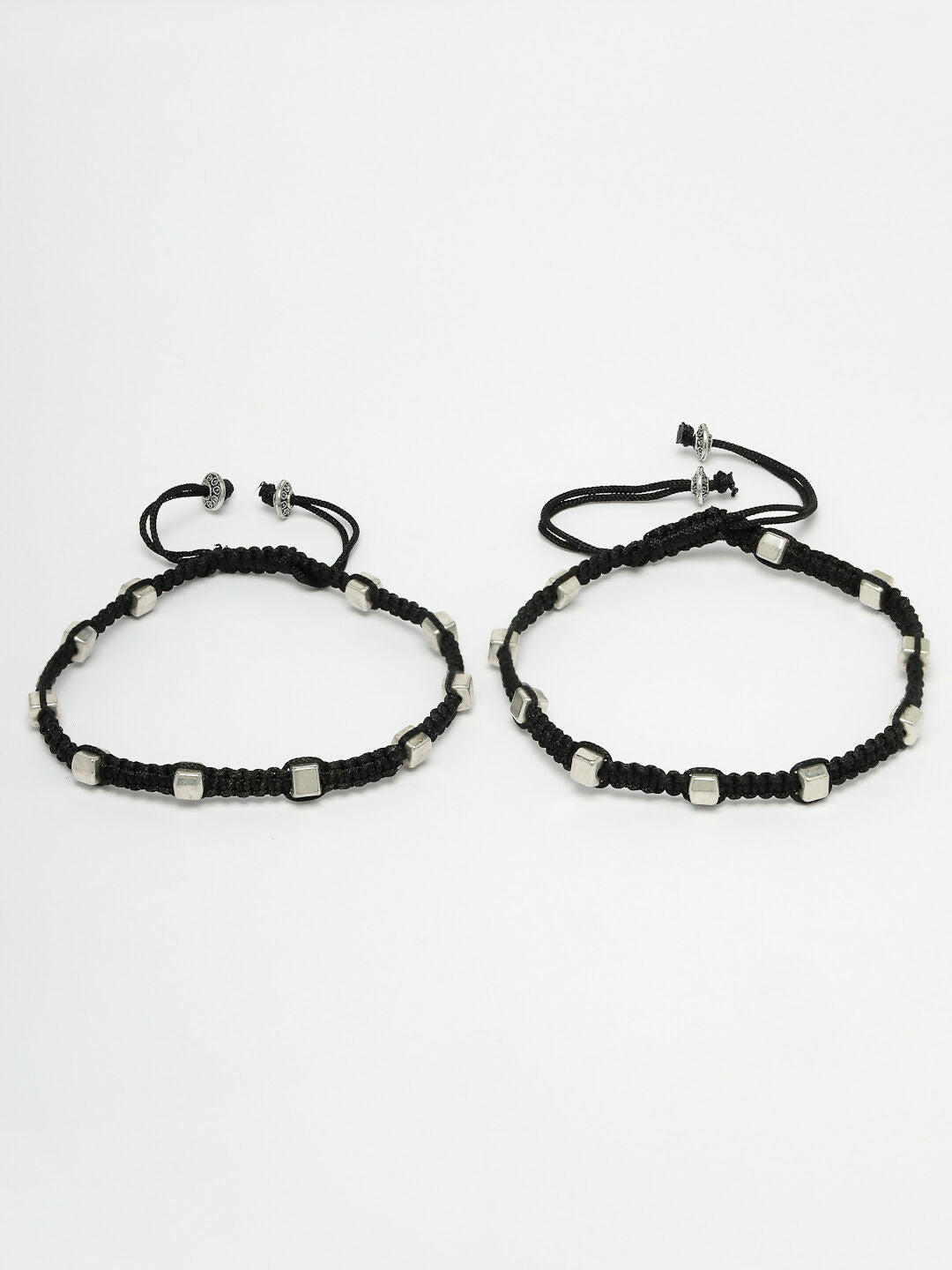 NVR Women's Evil Eye Adjustable Black Anklets | Swadesiicart