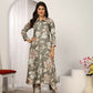 Jyoti Fashion Women's Grey Chanderi Silk Floral Print with Side Pocket Kurtis & Sets | Swadesiicart