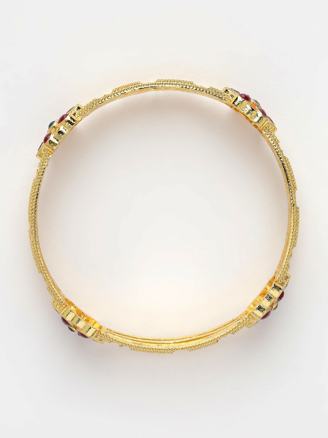 NVR Women's Set of 2 Gold-Polished Artificial Stones Handcrafted Traditional Bangles - Swadesiicart