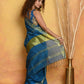 Very Much Indian Handloom Pure Cotton Linen Saree With Golden Border - Serene Blue | Swadesiicart