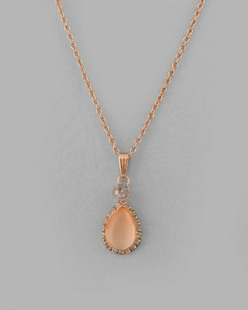 VOJ Gold-Polished Yellow Stone With AD Stone Studded Chain Set - Swadesiicart