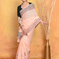 Very Much Indian Handblock Printed Cotton Saree With Natural Dyes - Peach | Swadesiicart