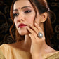 Ruby Raang Festive Gold Polished White Kundan Ring | Swadesiicart