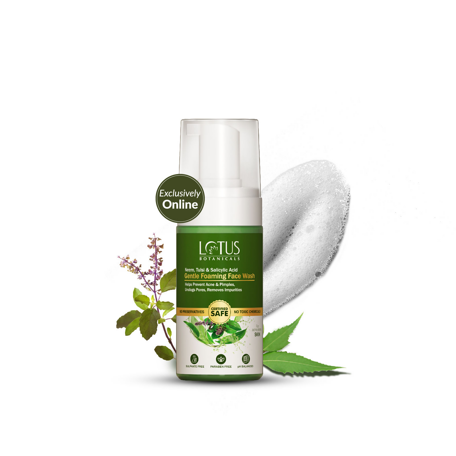 Lotus Botanicals Neem, Tulsi & Salicylic Acid Gentle Foaming Face Wash | Swadesiicart