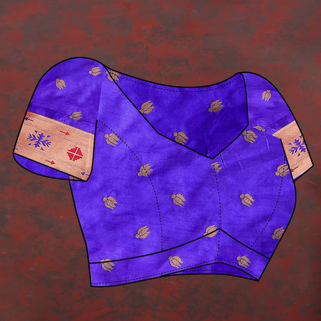 Lorenvalley Fashion Blue Soft Paithani Silk Woven Design Copper Zari Meenakari Weaving Saree - Swadesiicart
