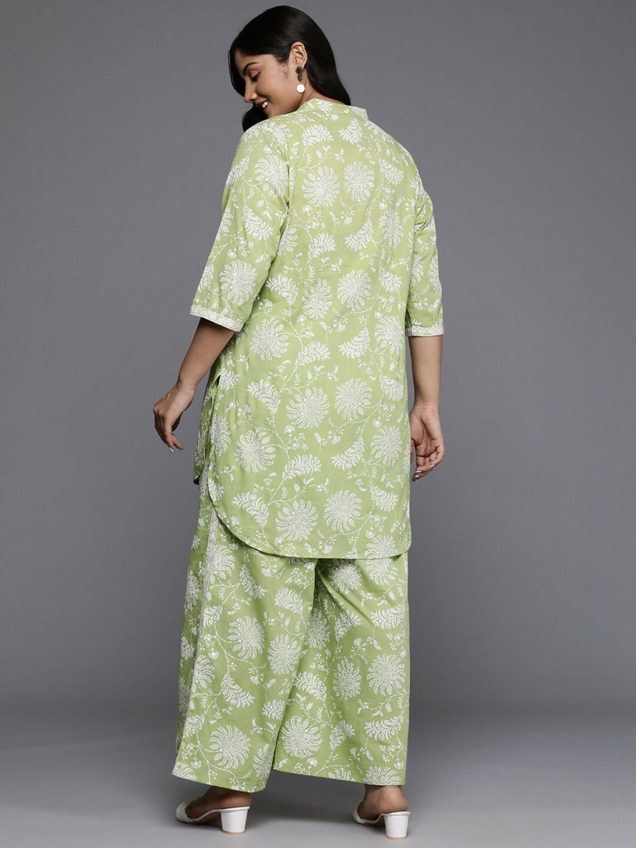 Ahalyaa Women's Traditional wear Co-ords - Green - Swadesiicart
