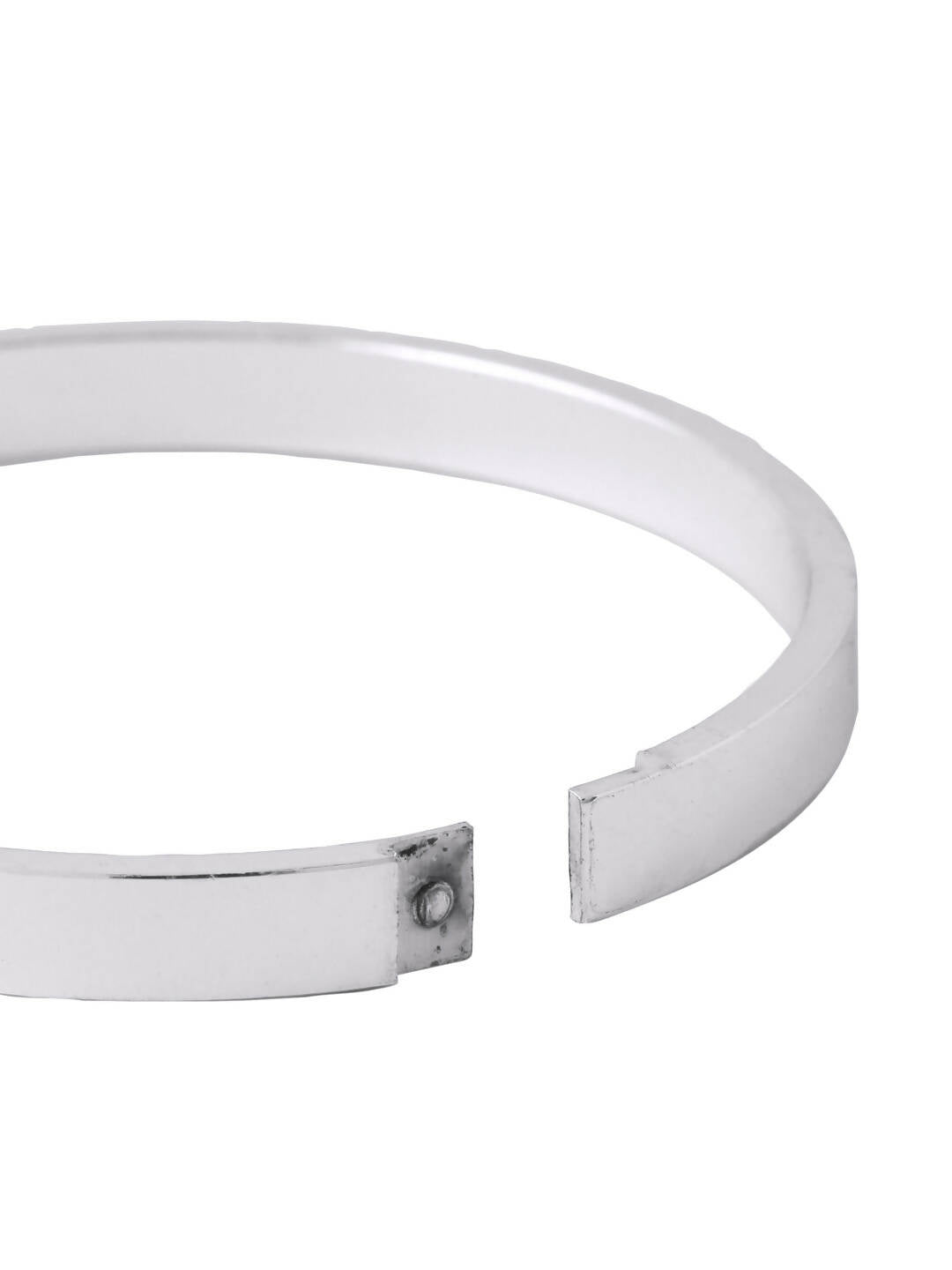 NVR Men's Silver Metal Interlock Kada Bracelet - Swadesiicart