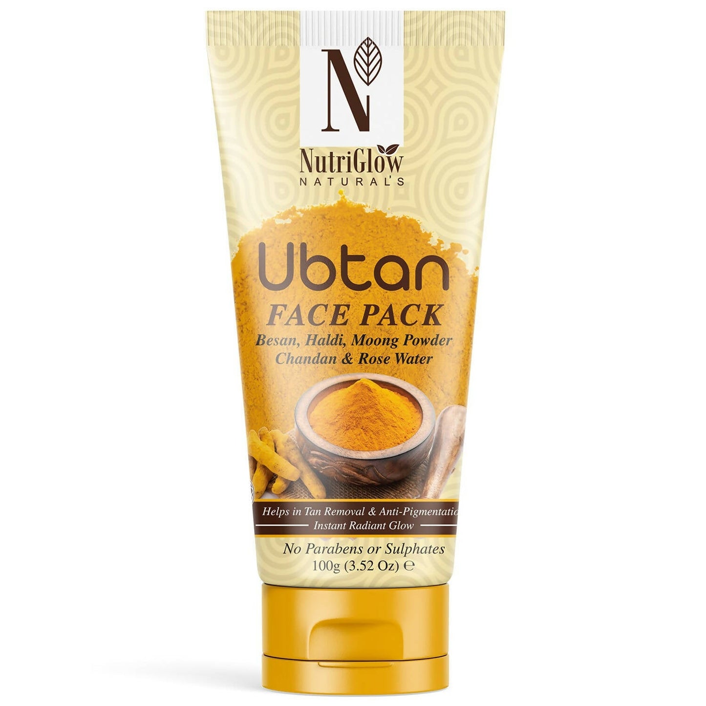 NutriGlow NATURAL'S Ubtan Face & Body Pack with Haldi & Chandan - Nutriglow Cosmetics