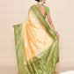 Joban Fashion Light Yellow & Parrot Green Plain With Weaving Border Banarasi Silk Sarees | Swadesiicart