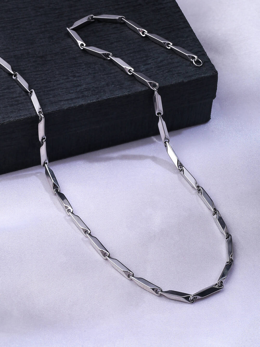 NVR Men Rhodium-Plated Stainless Steel Bohemian Chain | Swadesiicart