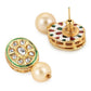 Gold-Toned White Kundan Oval-Shape Gold-Polished Studs Earrings - Ruby Raang | Swadesiicart