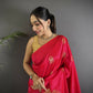 Joban Fashion Red Banarasi Lichi Silk Gold Zari Meena Saree | Swadesiicart