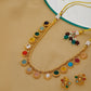 Multi Colored Stone in Gold Choker with Earrings (Multi Color) - Ruby Raang | Swadesiicart