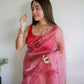 Vamsee Pink Organza Saree - Swadesiicart