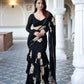 Exclusive Collection Black Party Wear Ruffle Georgette Saree - Swadesiicart