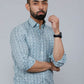 Miravan Men's White & Blue Premium Cotton Floral Print Casual Shirt | Swadesiicart