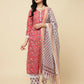 Designer Stylish Red Cotton Blend Stitched Suit With Dupatta - Tanisha | Swadesiicart