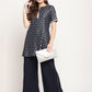 Ahalyaa Women's Blue Rayon Foil Print Top With Palazzo Set | Swadesiicart