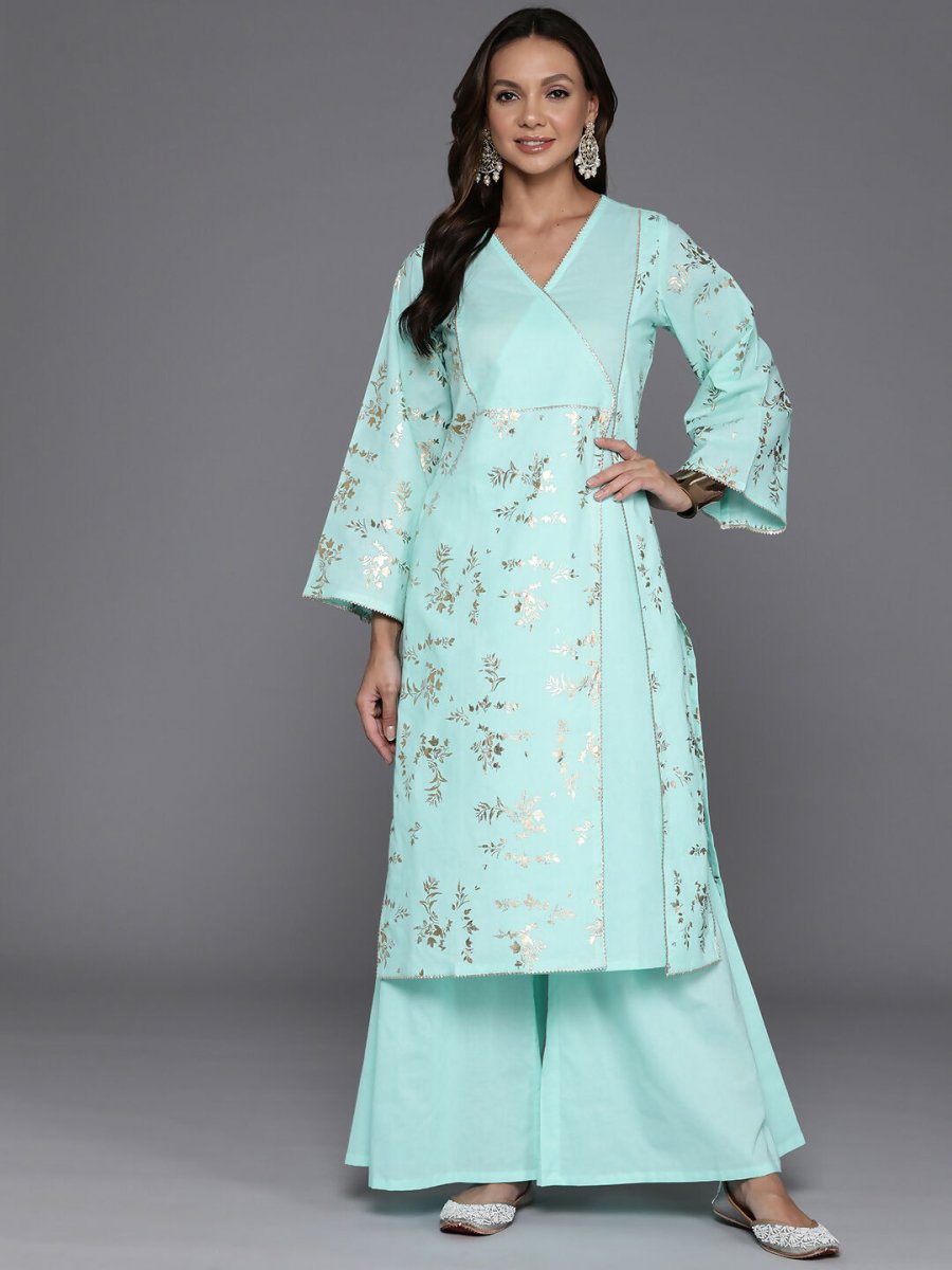 Ahalyaa Women's Traditional wear Kurta Set - Summer Blue | Swadesiicart