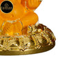 Tamas Gaj Karna Ganesh Idol | Orange & Gold | Brass Pooja Decor - Swadesiicart