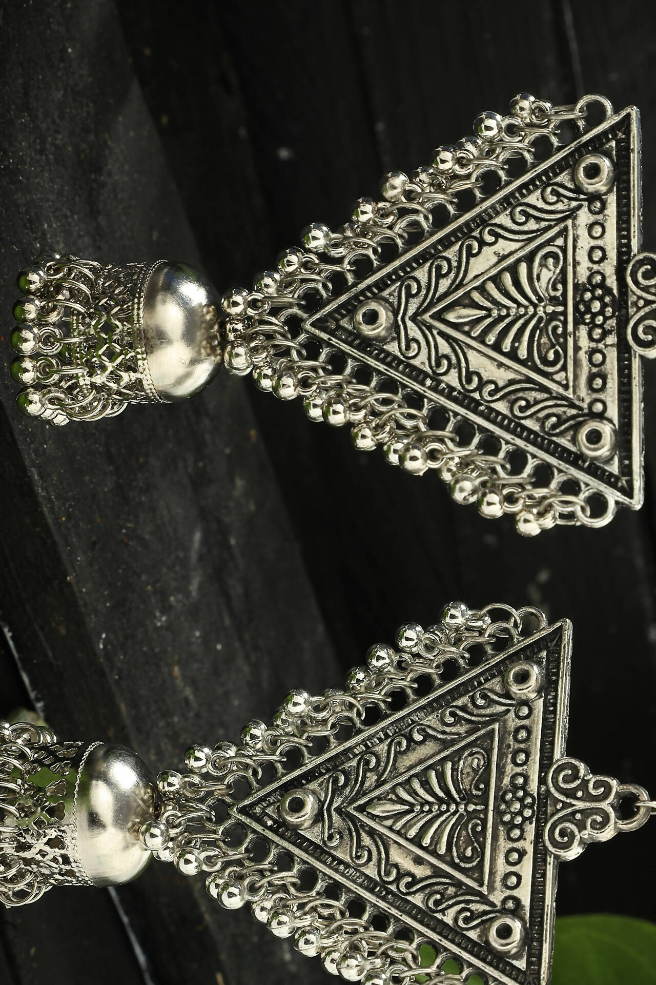 Mominos Fashion Joharkamal Silver-Plated Triangle Design Drop Earrings For Women - Swadesiicart