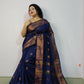 Exclusive Collection Beautiful Navy Blue Cotton Silk Woven Handloom Saree With Running Blouse Piece - Swadesiicart