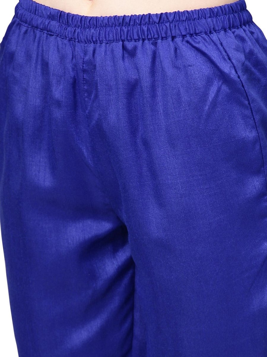 Ahalyaa Women's Royal Blue Poly Silk Solid Salwar Suit with Dupatta | Swadesiicart