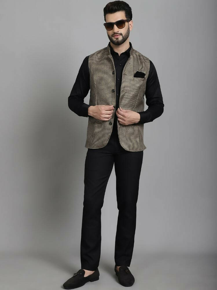 Even Apparels Nehru Jacket With Welt Pockets - Beige | Swadesiicart