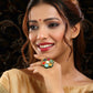 Ruby Raang Gold Polished Multi-Color Navratan Cocktail Ring | Swadesiicart