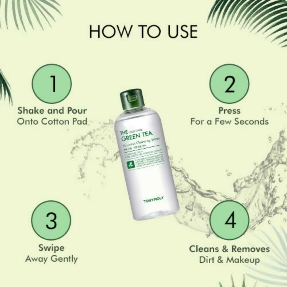 Tonymoly The Chok Chok Green Tea Cleansing Water - Korean Skincare | Swadesiicart
